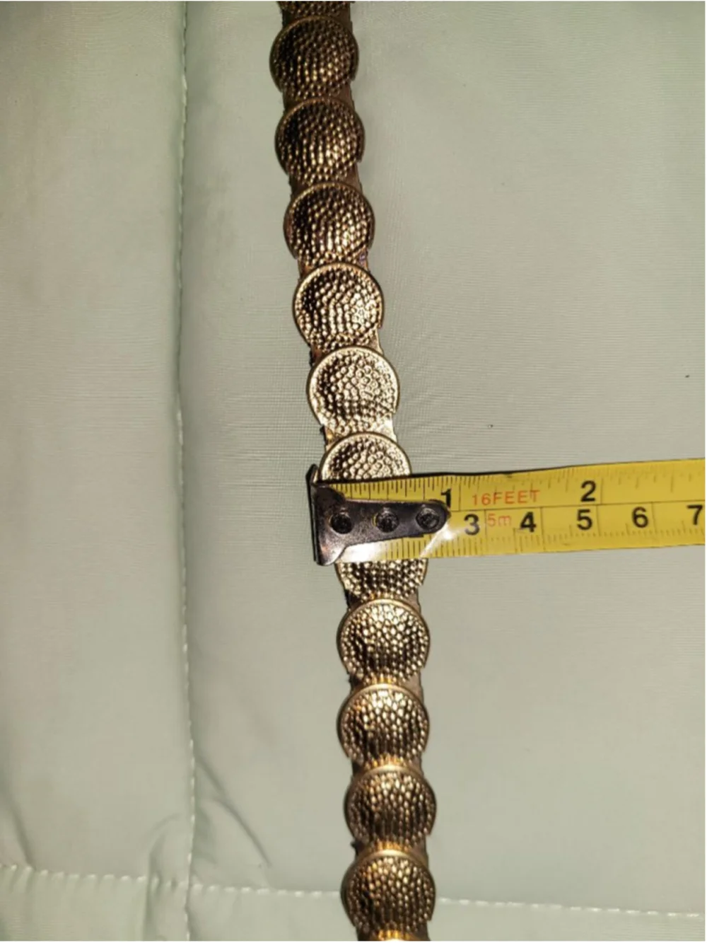 Vintage Gold Tone Disc Elastic Belt Stretch Metal Medallion Glam 80s